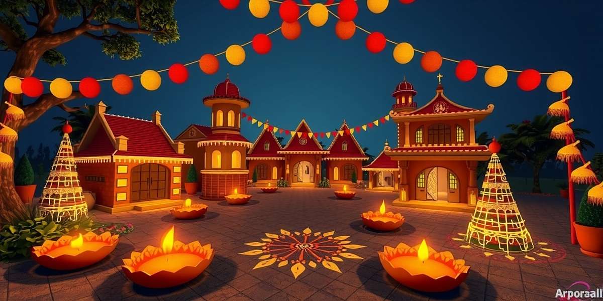 Arpora All Stars Diwali Event Arpora All Stars Diwali celebration showing virtual village decorated with diyas, rangoli, and lights